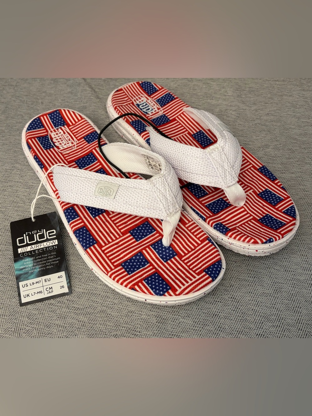 Hey Dude Flip-Flops American Flag - NWT